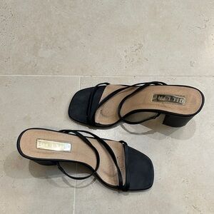 Billini Black Strappy Mid Block Heel Sandals